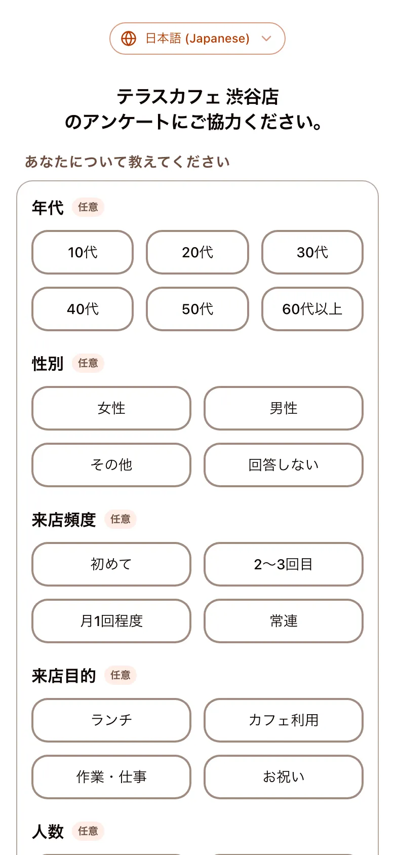 クチコミ投稿トップ画面